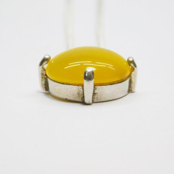 Yellow Stone Pendant Silver Fashion Necklace - Picture 4 of 9